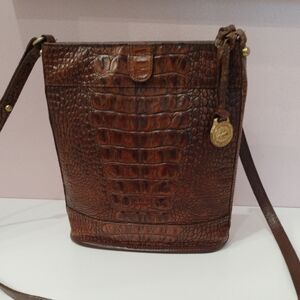 Braman Mock Crock Vintage Leather Shoulder / Crossbody Bag